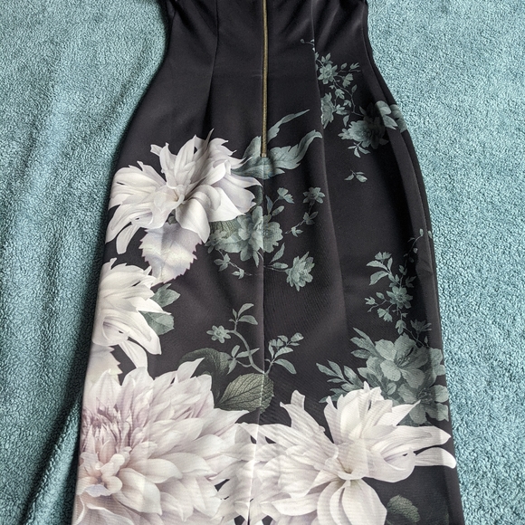Ted Baker Peaony Floral Print Bardot Dress, Black - Picture 10 of 16